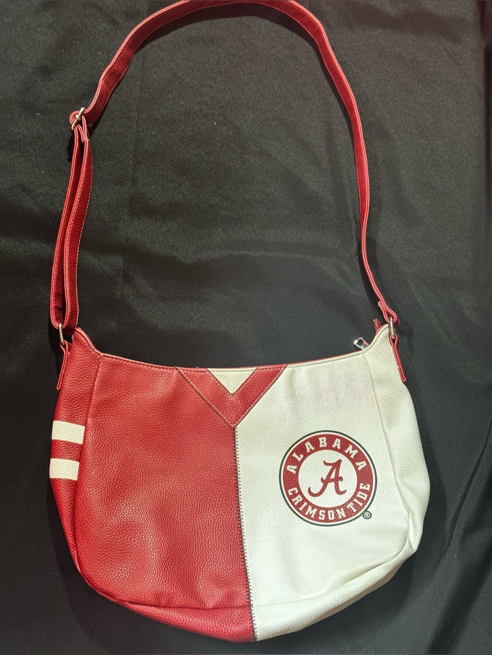 Little Earth Red and White Alabama Shoulder Bag with Team Patch